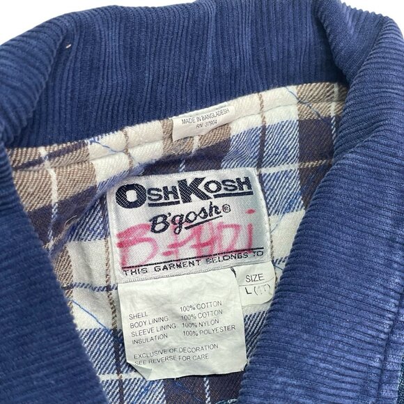Vintage Oshkosh B'gosh Denim Chore Coat Barn Jacket Flannel Lined Youth L 4T - Picture 5 of 9